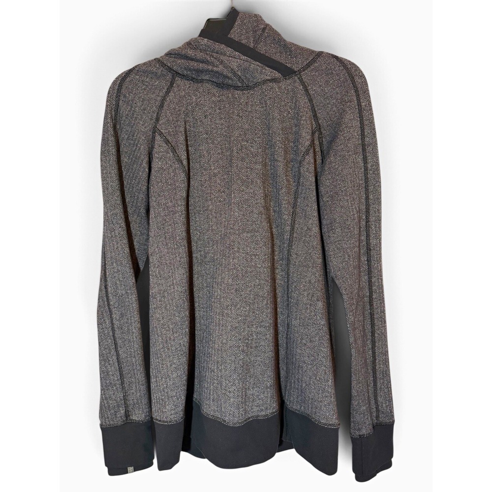 Lululemon Pullover Hoodie Gray Black Herringbone Zip Pocket Women's Size 10